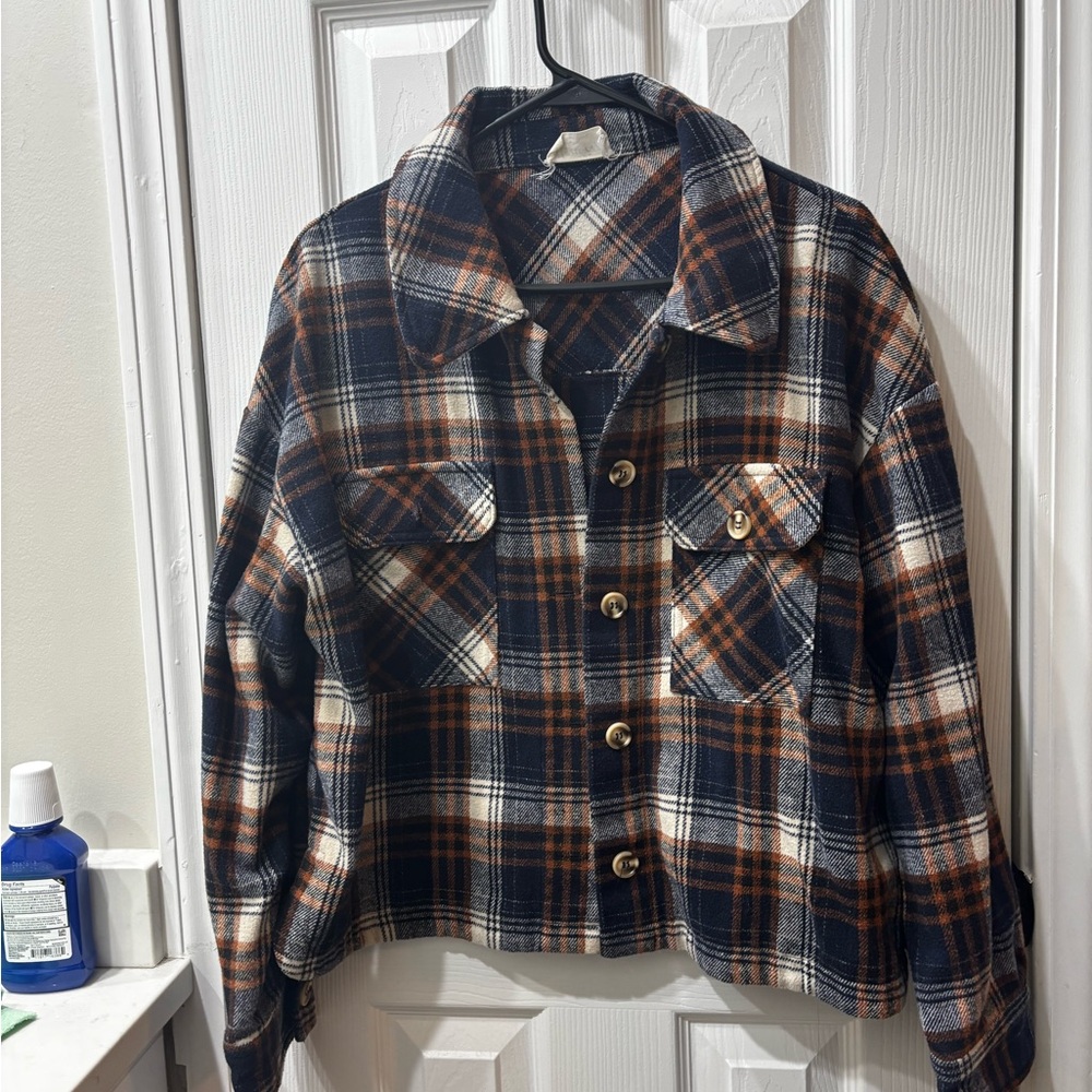 Plaid Button-Up Women's Jacket